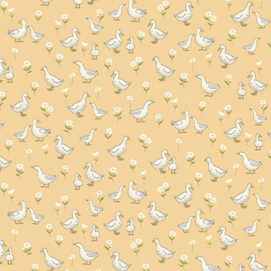 Tissu Makower Little Ones Ducks Yellow