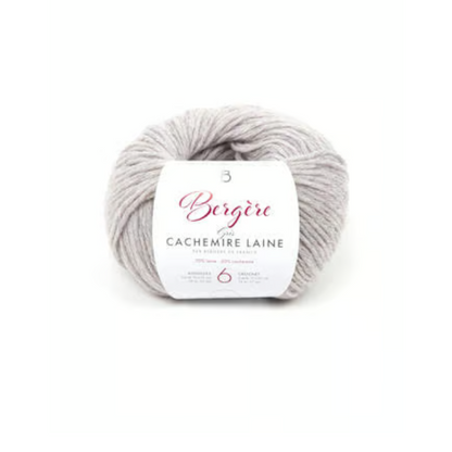 Pelote de laine Cachemire Laine Gris Bergère de France, fil noble gris pour tricot en cachemire et laine mérinos recyclés
