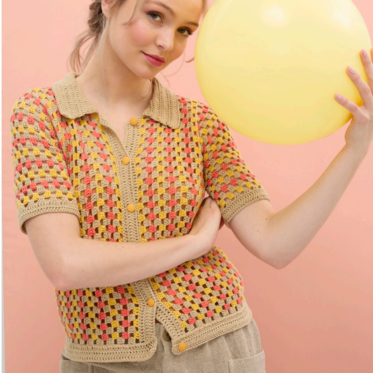 gilet au crochet manches courtes m2877