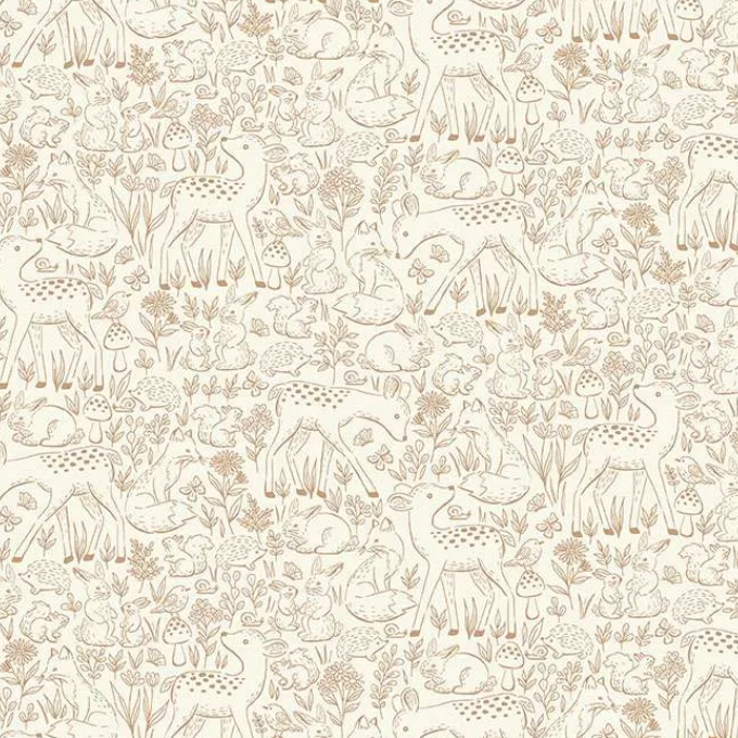 tissu makower little ones etched brown