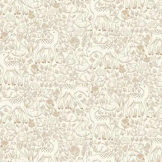 Tissu Makower Little Ones Etched Brown