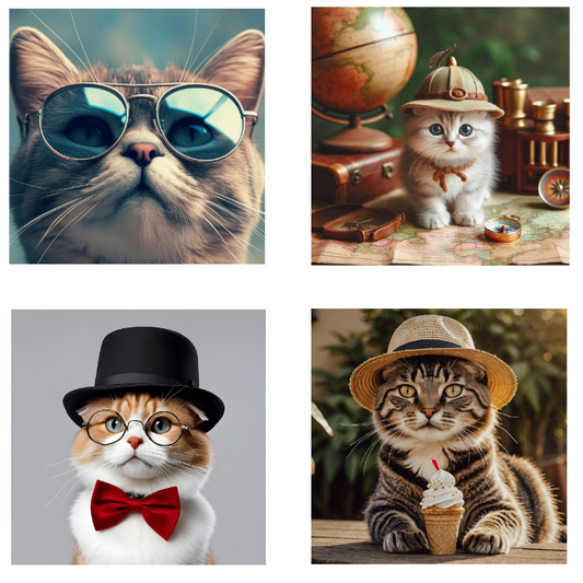 Panneaux carrés Chats lunettes