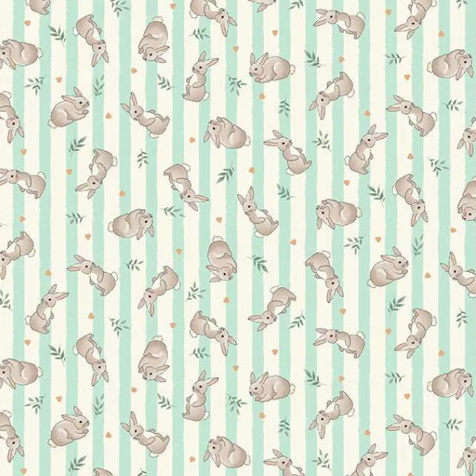 tissu makower little ones bunnies teal