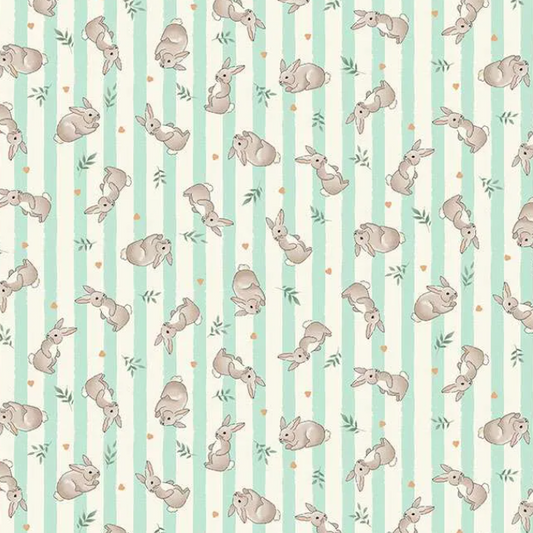 Tissu Makower Little Ones Bunnies Teal
