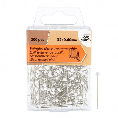 Mediac EPINGLE TETE VERRE BLANC