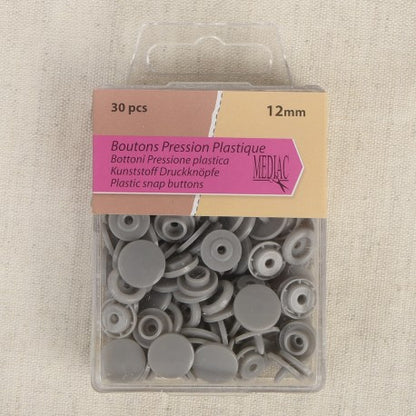 Bouton pression plastique 12mm - gris
