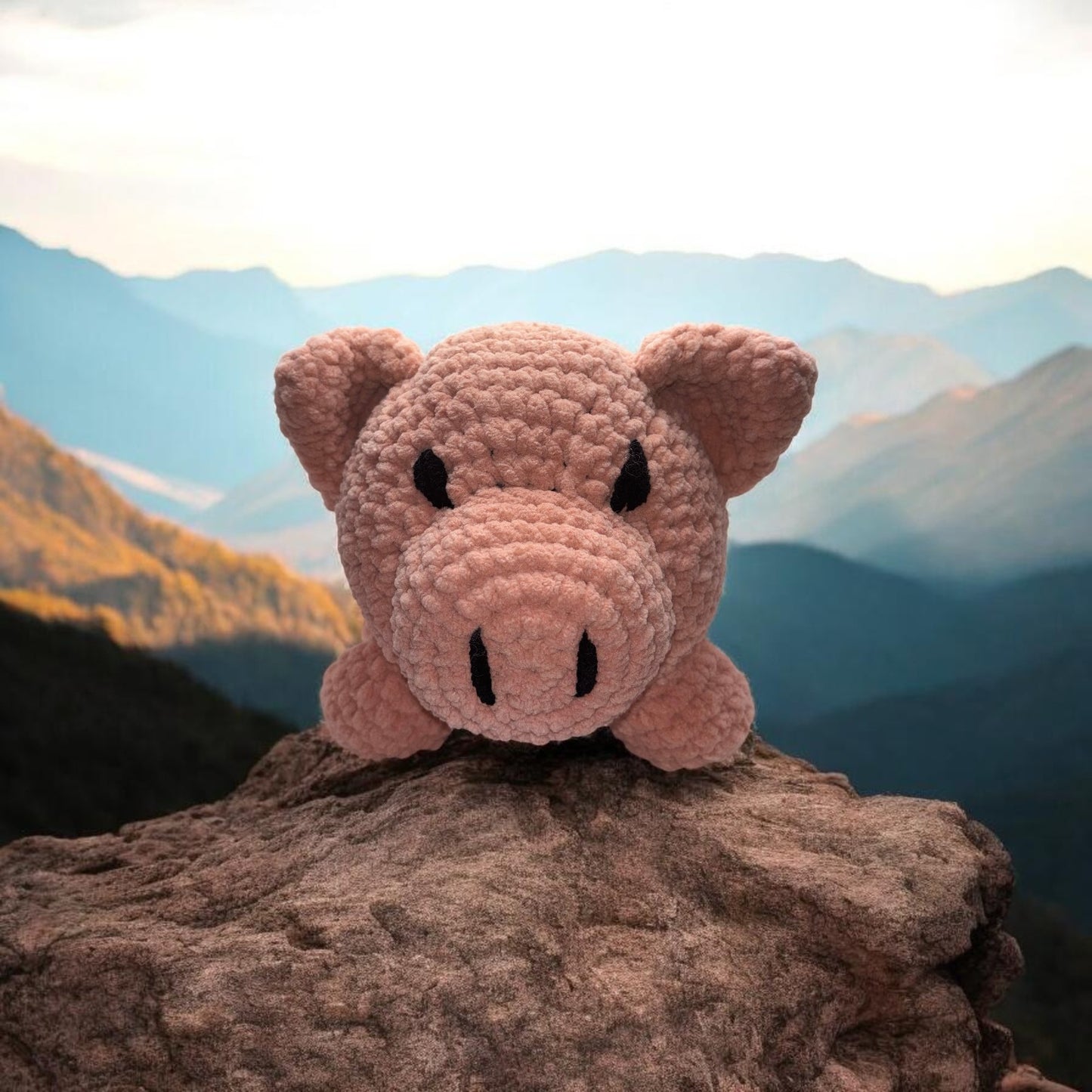 Peluche Cochon Rond Crochet Fait Main