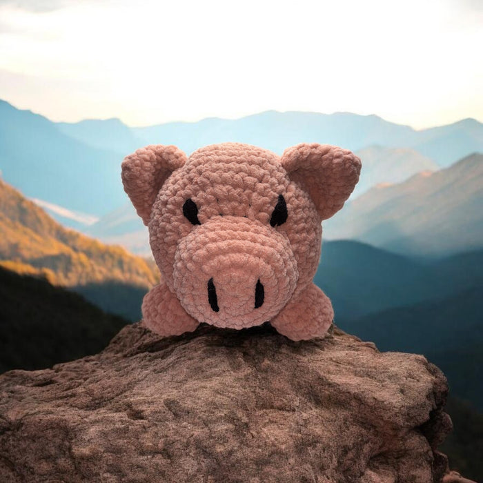 Peluche Cochon Rond Crochet Fait Main