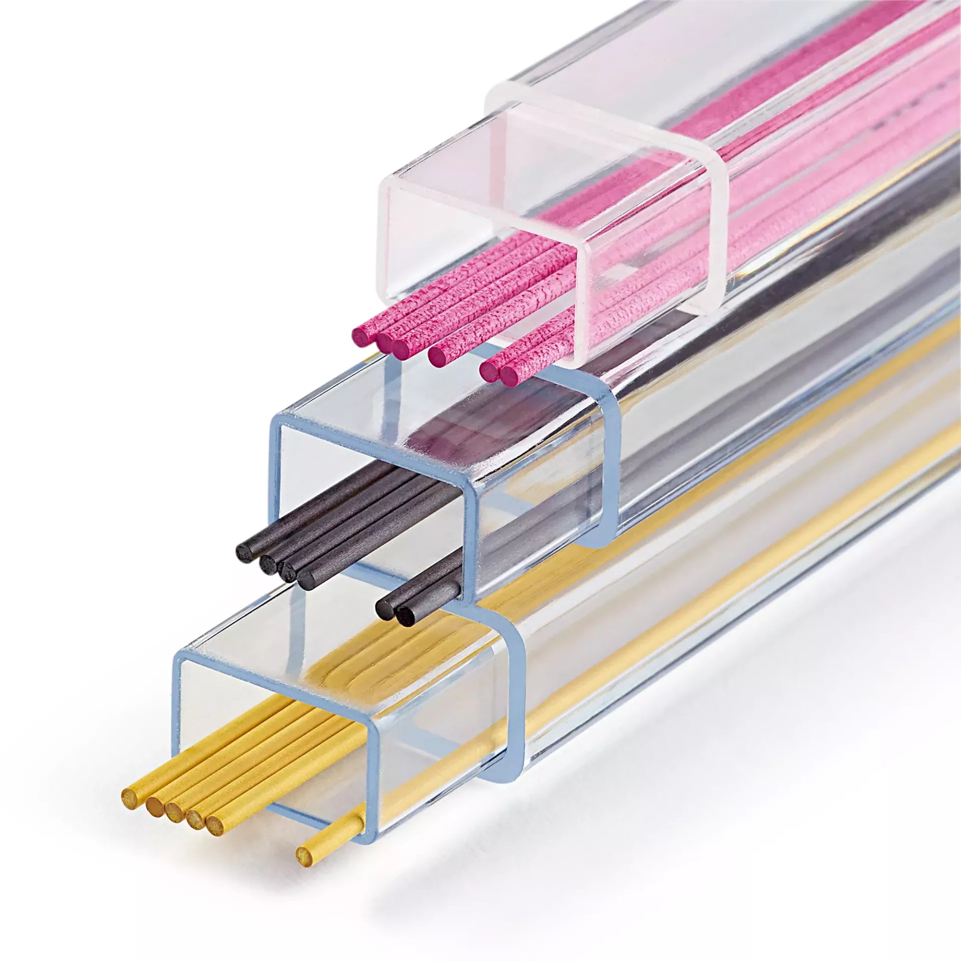 Recharges pour stylo à mines Ø 0 assorties par couleurs - jaune/fuchsia/noir