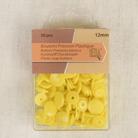 Bouton pression plastique 12mm - jaune