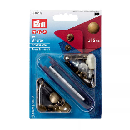 Bouton pression sans couture Anorak 15mm - laiton