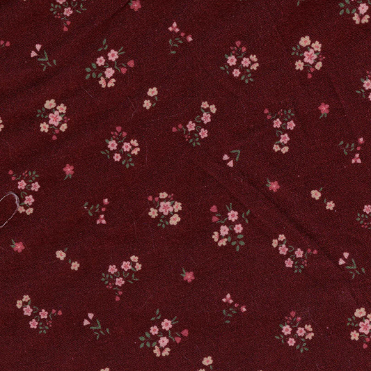 Tissu 100% coton bordeaux fleurs