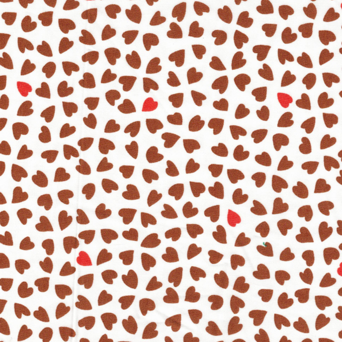 Tissu 100% coton cœurs marrons