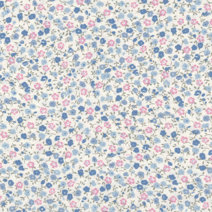 tissu liberty bleu et rose fleuri