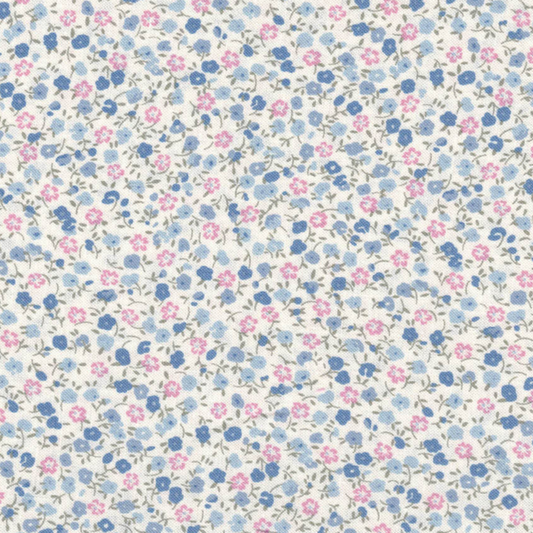 Tissu Liberty Bleu et Rose Fleuri