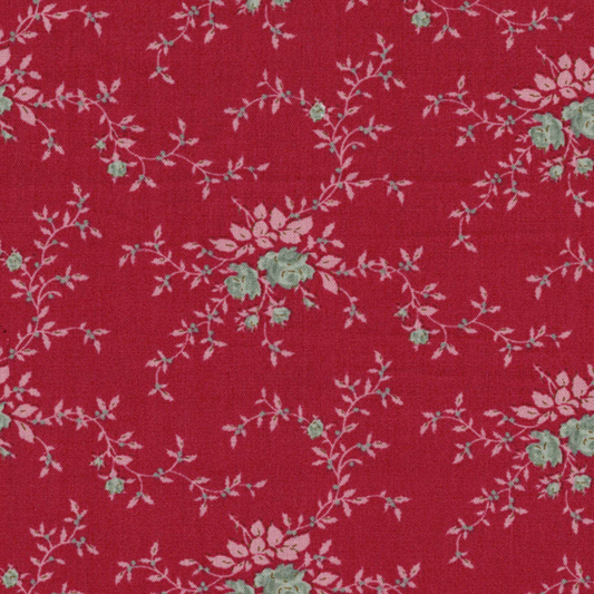 Tissu Tilda Fleuri Rouge