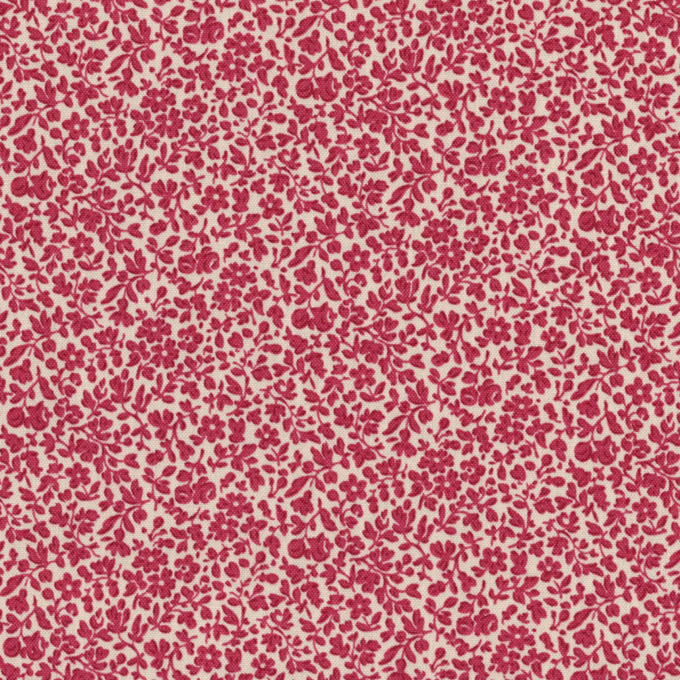 tissu tilda fleurettes rouge framboise