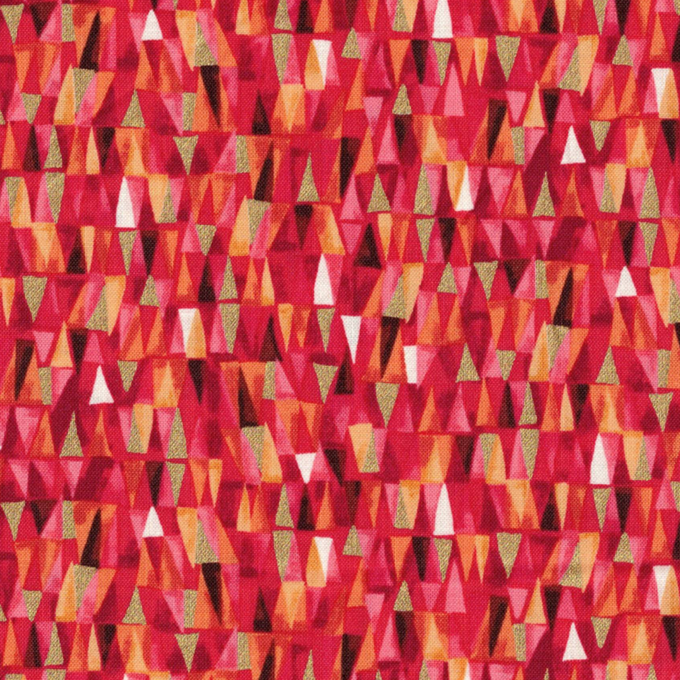 tissu makower golden geometric rouge