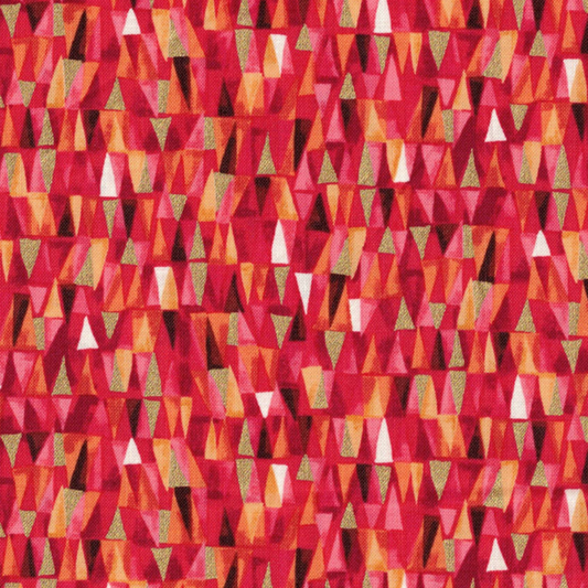 Tissu Makower Golden Geometric Rouge