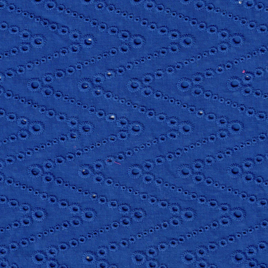 Tissu broderie anglaise bleu roi