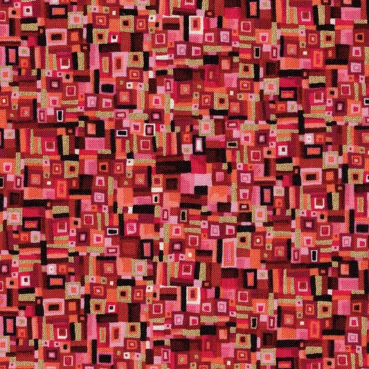 Tissu Makower Golden Patchwork Rouge