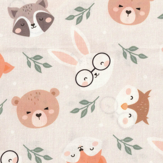 tissu coton imprimé animaux forêt kawaii