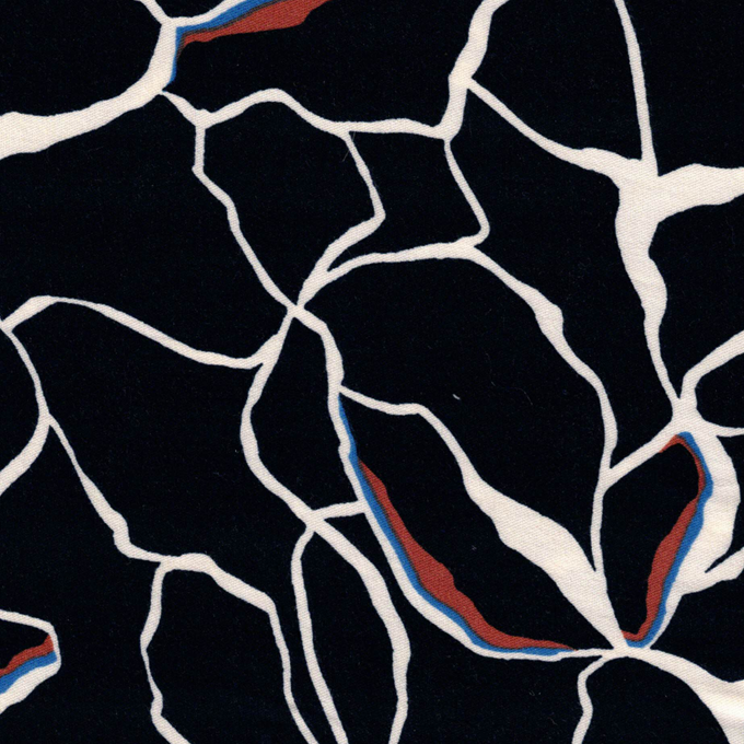 Twill de viscose marine à zébrures crème
