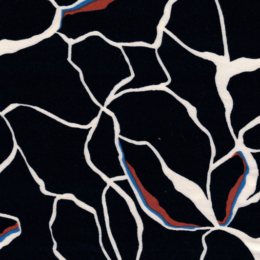 Twill de viscose marine à zébrures crème
