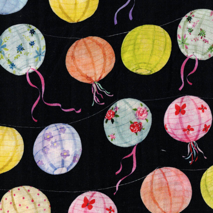 tissu patchwork coton motif lampions japonais