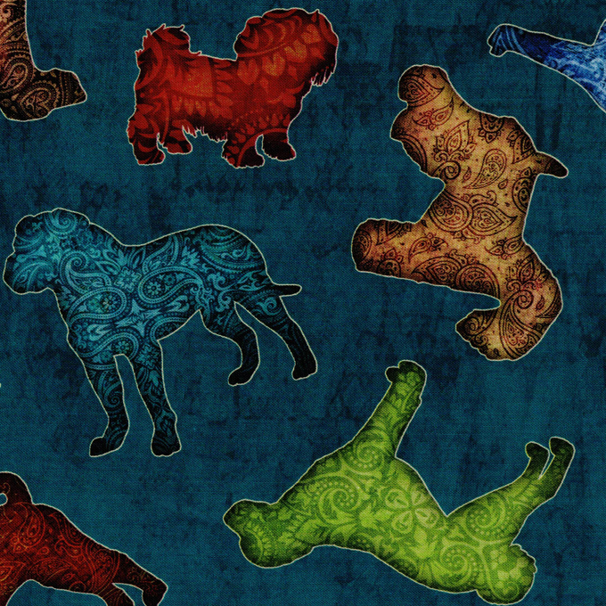 Tissu patchwork 100% coton imprimé petits chiens, souple et résistant pour accessoires, disponible chez Mille et Un Tissus à Moulins.