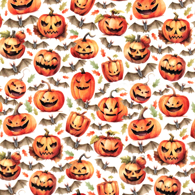 Tissu popeline de coton motifs Halloween