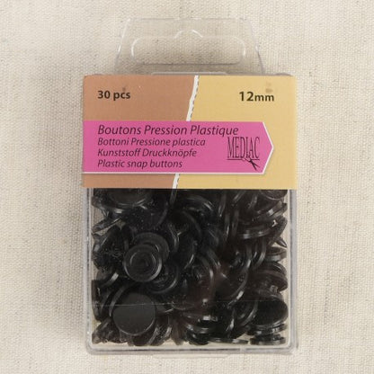 Bouton pression plastique 12mm - noir