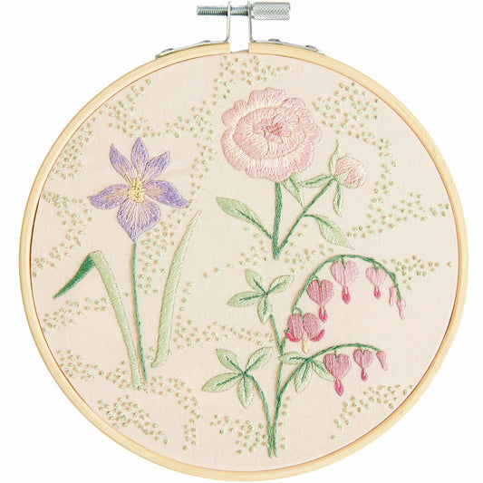 Rico Design Kit de broderie Fleurs printanières pré-dessinées Ø15cm