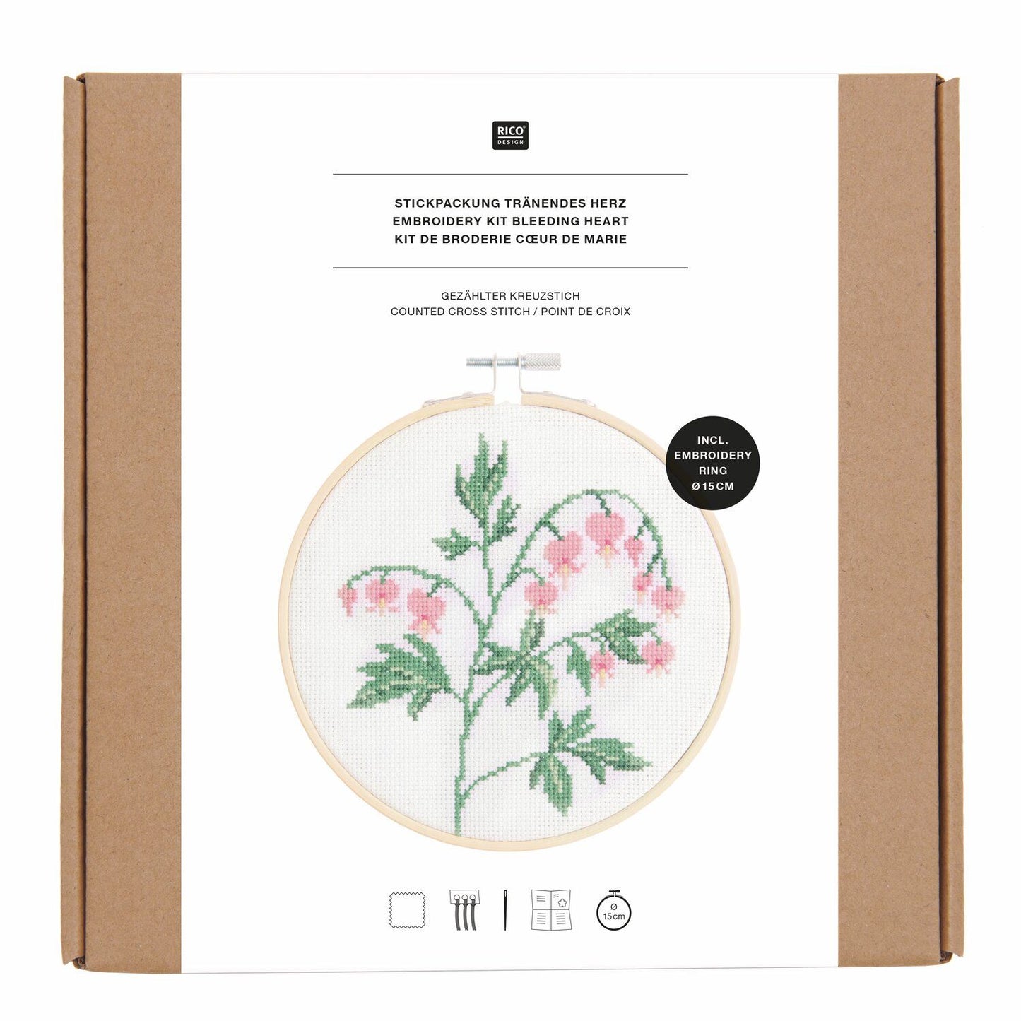 Rico Design Kit de broderie au point de croix compté « Cœur qui pleure »