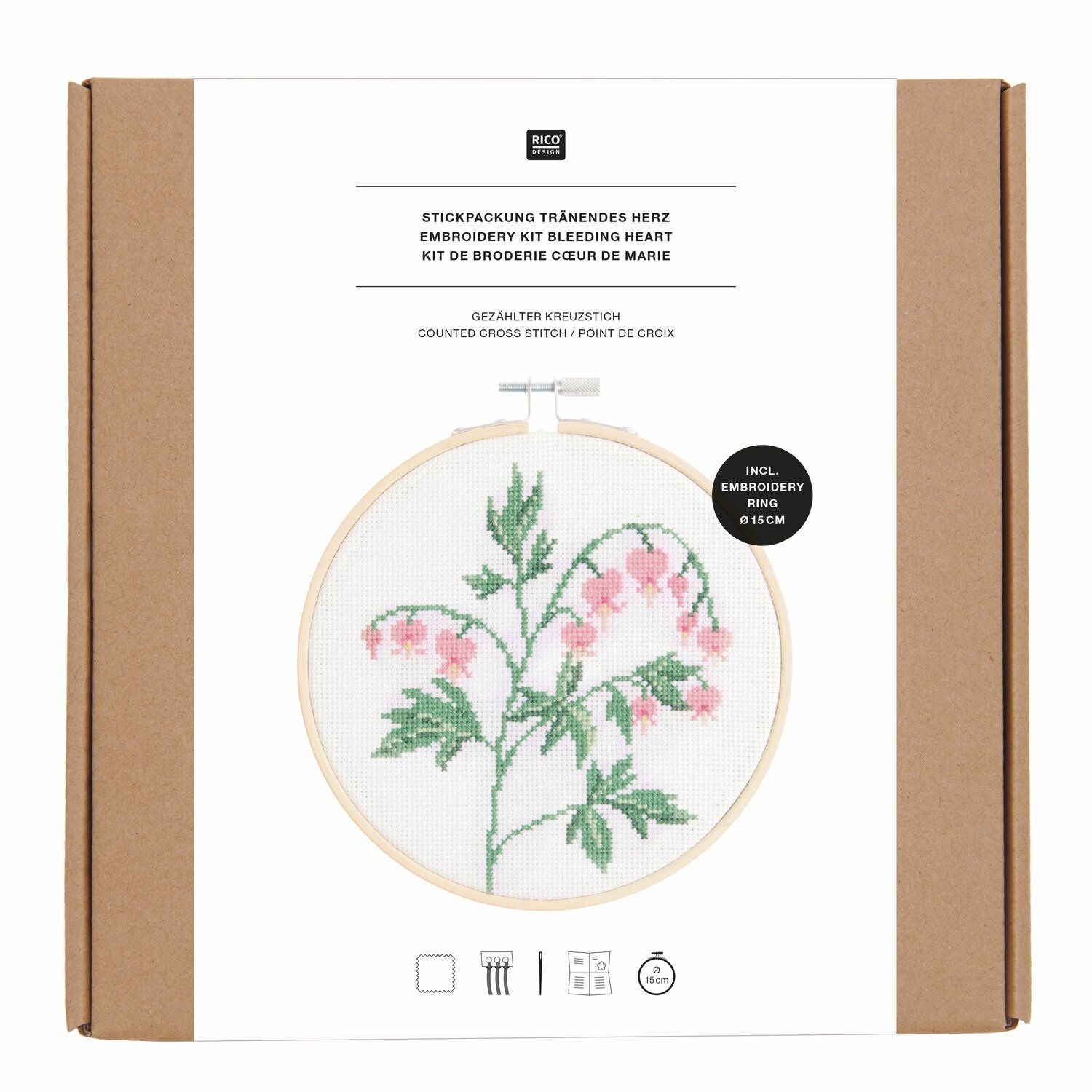 Rico Design Kit de broderie au point de croix compté « Cœur qui pleure »