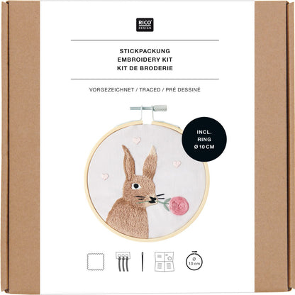 Rico Design Paquet à broder Lapin pré-dessiné Ø10cm