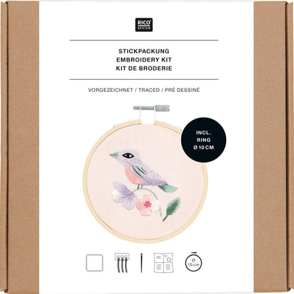 Rico Design Paquet de broderie Oiseau pré-dessiné
