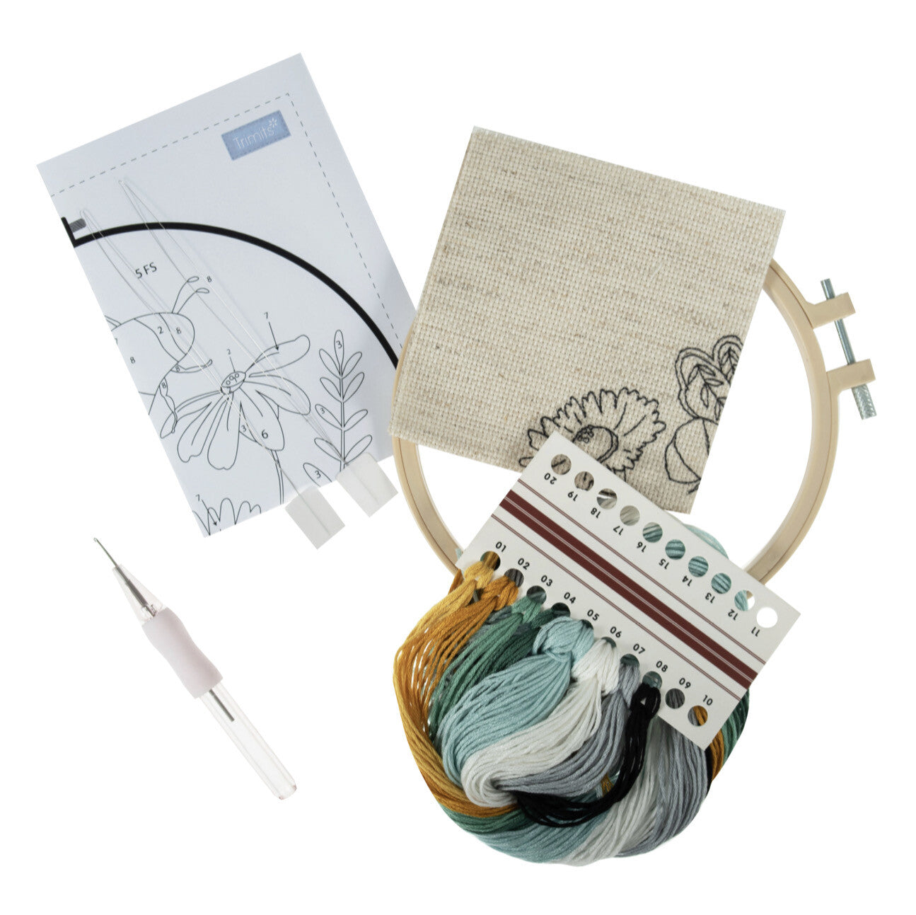 Trimits Trimits Punch Needle Kit: Bee & Flowers