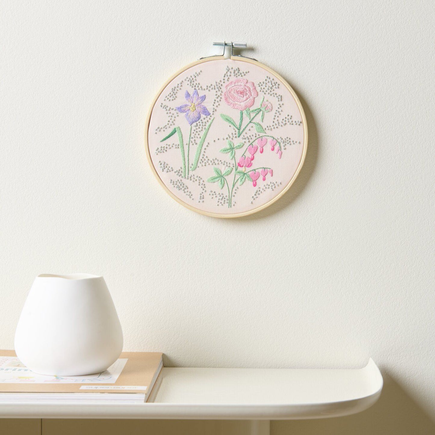 Rico Design Kit de broderie Fleurs printanières pré-dessinées Ø15cm