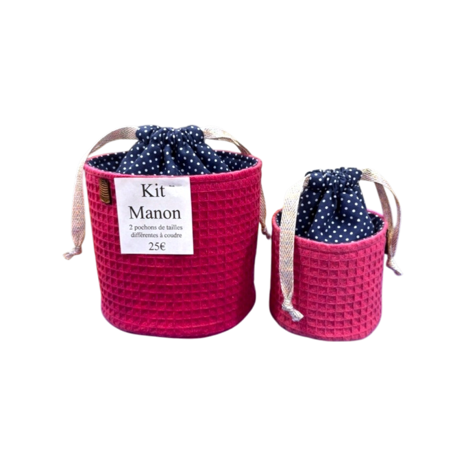 kit couture manon - 2 pochons assortis - rose