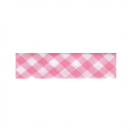 Biais replié vichy - rose