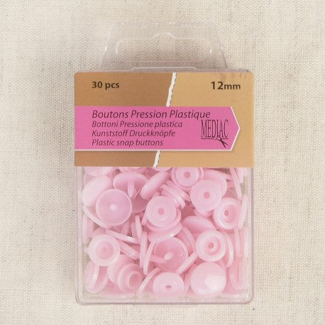 Bouton pression plastique 12mm - rose clair