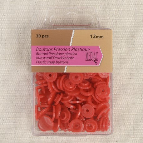 Bouton pression plastique 12mm - rouge
