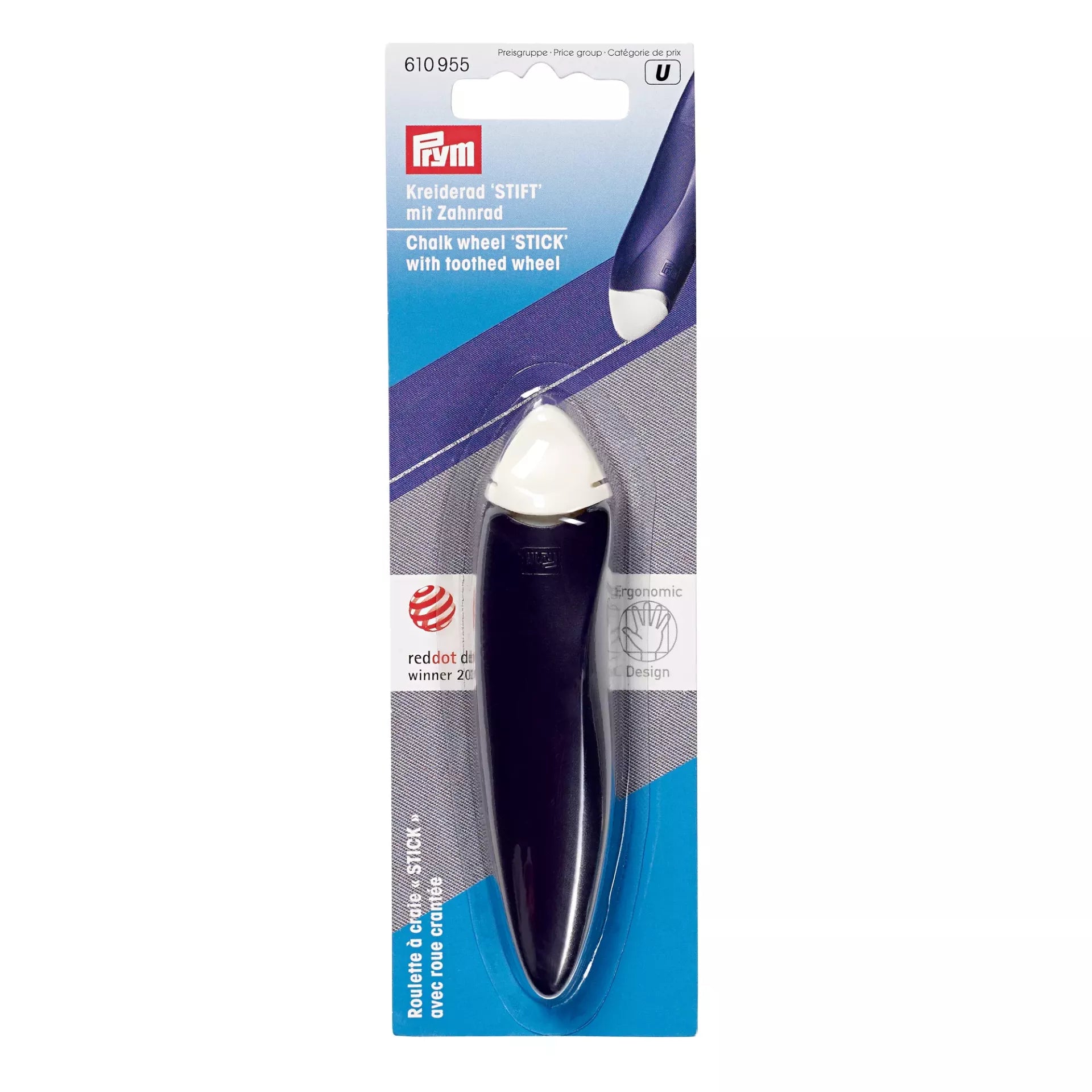 Roulette à craie Stick Prym Ergonomics - violet/blanc